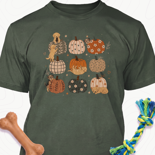 Cute Boho Puppy Pumpkin Comfort Colors® Shirt Cute Fall Pumpkin Pattern Tee