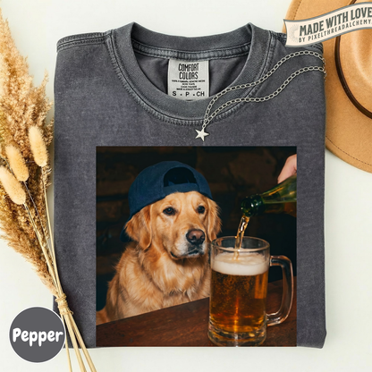 Golden Retriever Drinking Beer T-Shirt