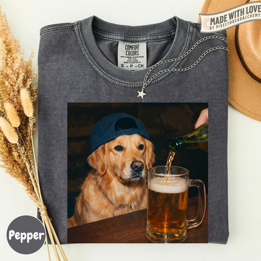 Golden Retriever Drinking Beer T-Shirt