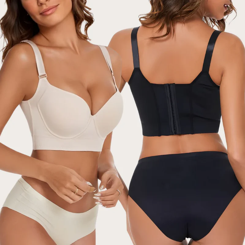 Solai® Full-Coverage Back Smoothing Bra-Black