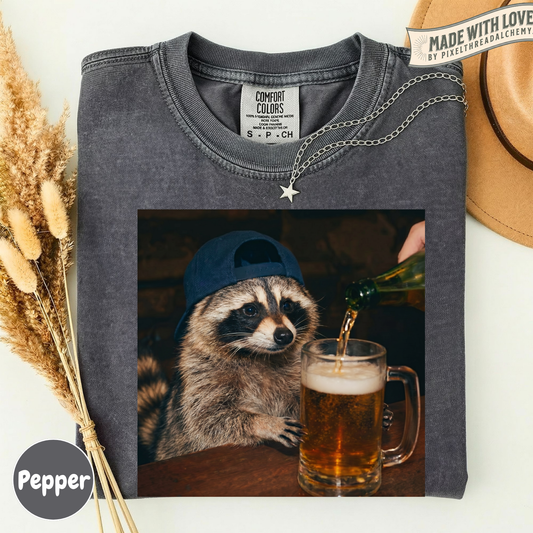 Raccoon Drinking Beer T-Shirt
