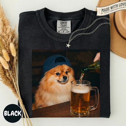 Pomeranian Drinking Beer T-Shirt