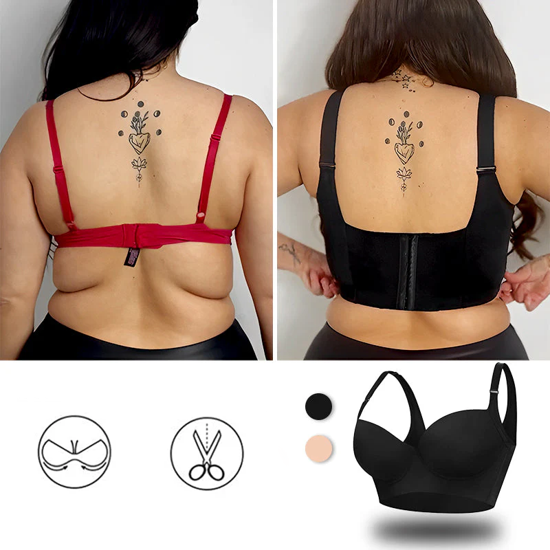 Solai® Full-Coverage Back Smoothing Bra-Black