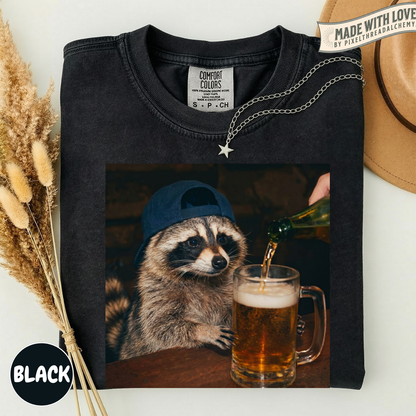 Raccoon Drinking Beer T-Shirt