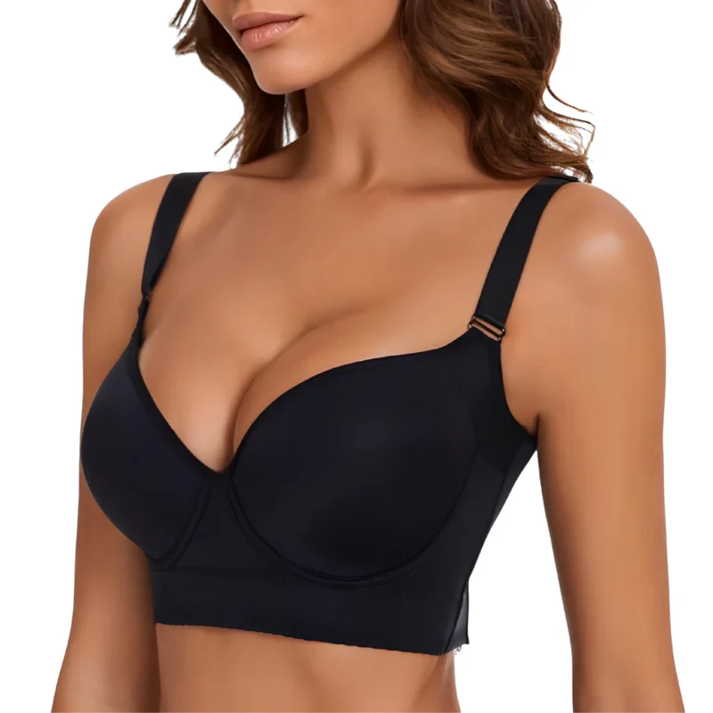 Solai® Full-Coverage Back Smoothing Bra-Black