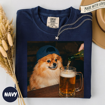 Pomeranian Drinking Beer T-Shirt