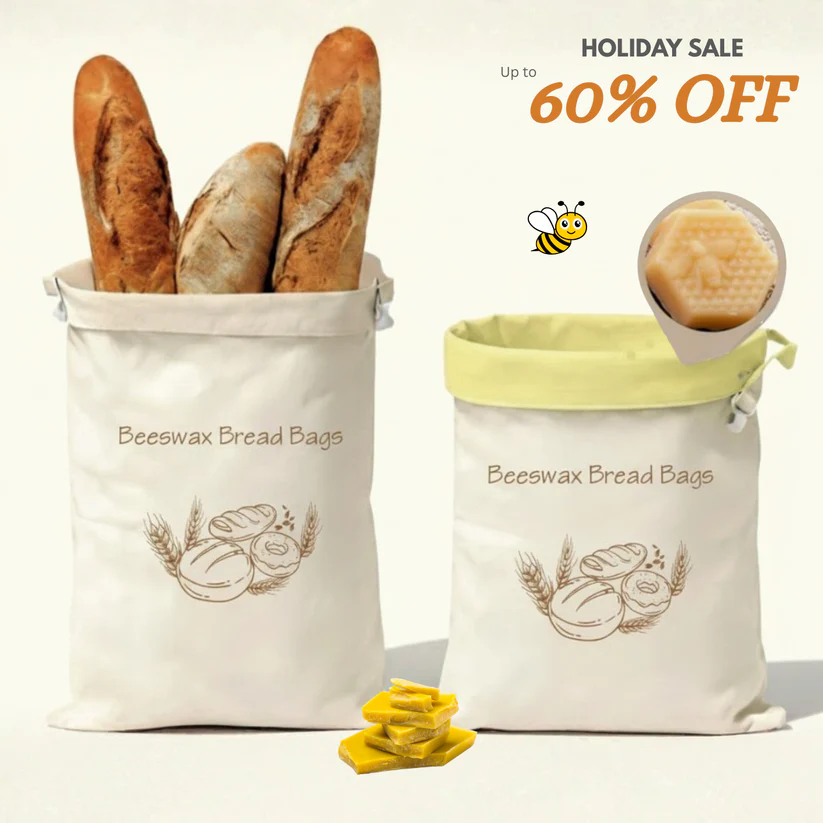 Premium 100% Cotton-Beeswax Bread Bags - by Elvoura™