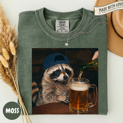 Raccoon Drinking Beer T-Shirt