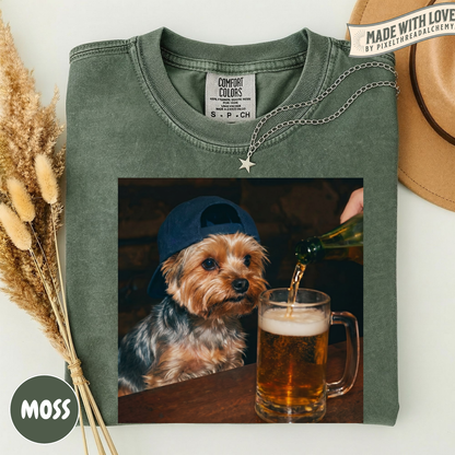 Yorkie Drinking Beer T-Shirt