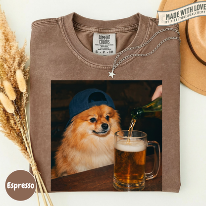 Pomeranian Drinking Beer T-Shirt