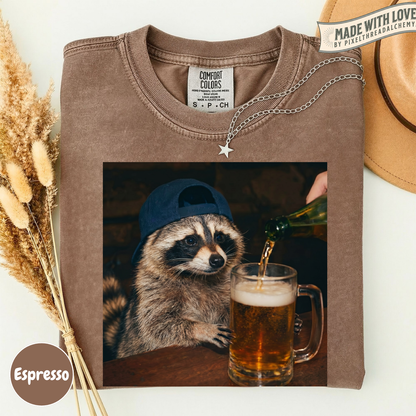 Raccoon Drinking Beer T-Shirt