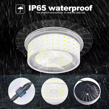 Solar Shed Barn Light Indoor Outdoor 244 LED Solar Pendant Light 5 Modes Solar Motion Sensor Light with Remote IP65 Waterproof
