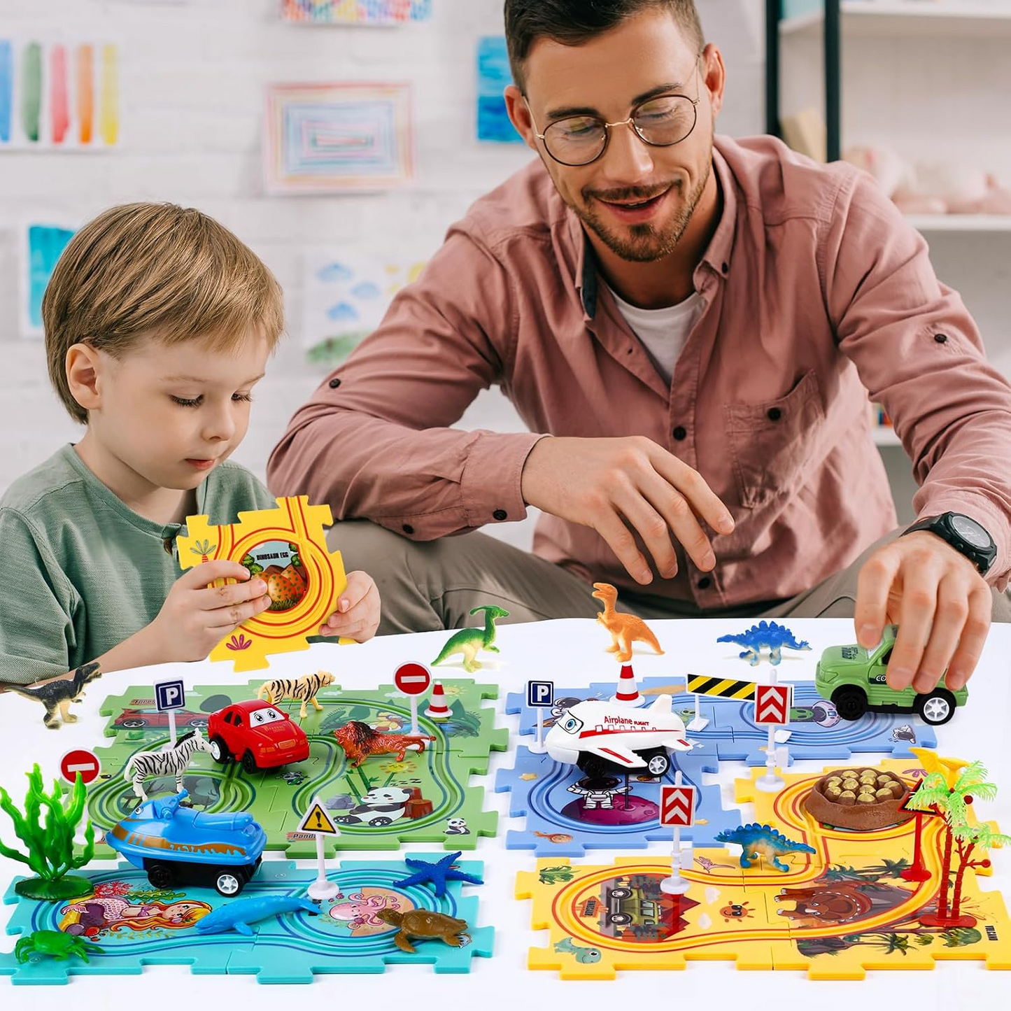 PuzzleRacer Kids Car Track Set