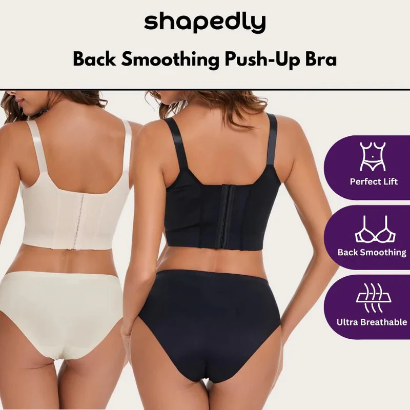 Solai® Full-Coverage Back Smoothing Bra-Black